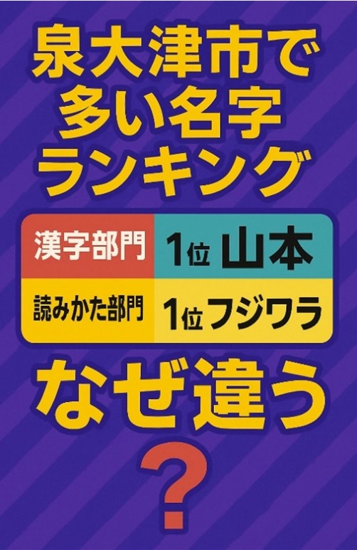 泉大津市で多い名字ランキング