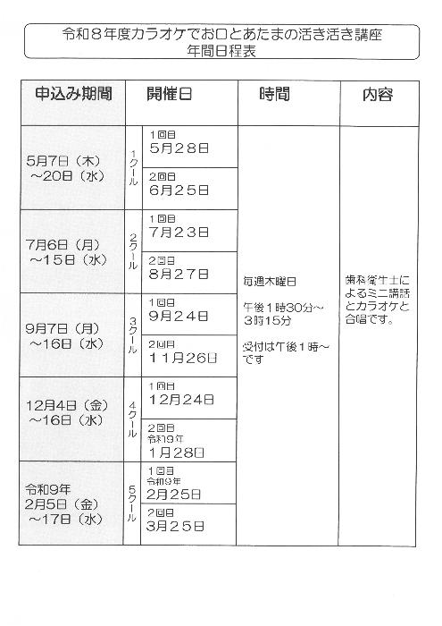 カラオケでお口とあたまの活き活き講座チラシ裏