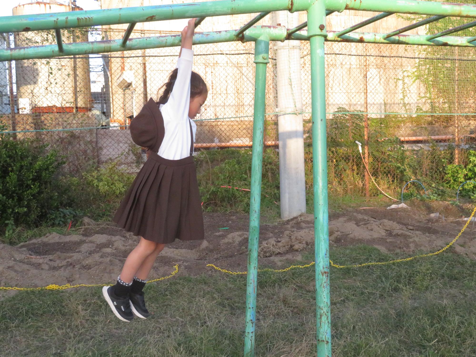 うんていで遊びました。