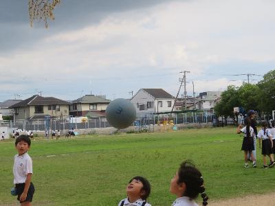 ボールを上へ投げました